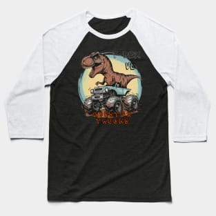 T-REX VS Monster Trucks" Boys and Girls Gift T-Shirt Baseball T-Shirt